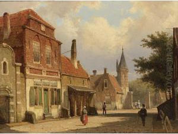 Villagers In The Streets Of A Sunlit Dutch Town - view 1