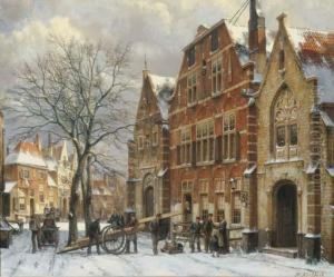 Winter: Daily Activities On A Sunny Day In Oudewater by Willem Koekkoek