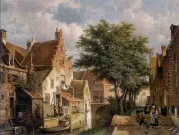 Figures Conversing In A Dutch Town - view 1