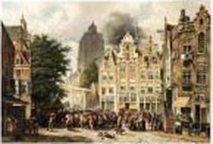 Numerous Figures On A by Willem Koekkoek