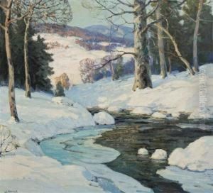 Winding Brook In Winter by Walter Koeniger