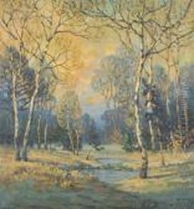 American, - Landscape With Birchtrees by Walter Koeniger