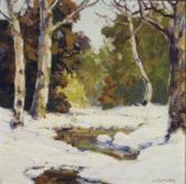 Snowy River Bank In The Woods; And A Companion Painting - view 1