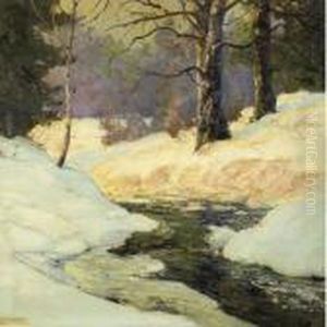 Woodland Stream In Winter by Walter Koeniger
