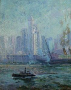 New York City Harbor And Skyline by Walter Koeniger