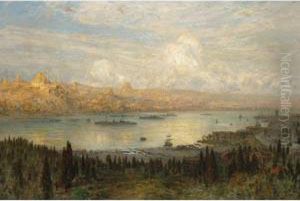 The Golden Horn, From Tepebasi Looking At The Beyazit Tower And Sulemymaniye Mosque