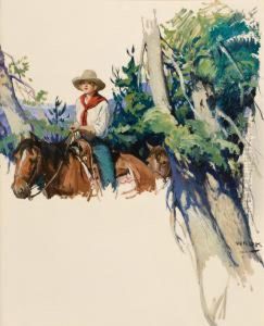 Story Illustration Of A Cowgirl by William Henry Dethlef Koerner