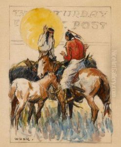 Two Bucks On Horses by William Henry Dethlef Koerner