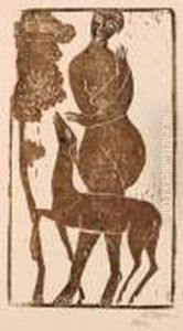 "madchen Mit Reh" Untenrechts Signiert: M. Kogan