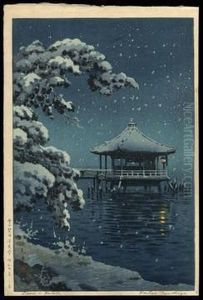 Snow At The Ukimido, Katada by Tsuchiya Koitsu