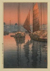 Sunset Harbor Scene by Tsuchiya Koitsu