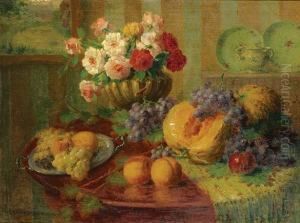 Nature Morte Aux Fruits Et Fleurs by Henri Kokken