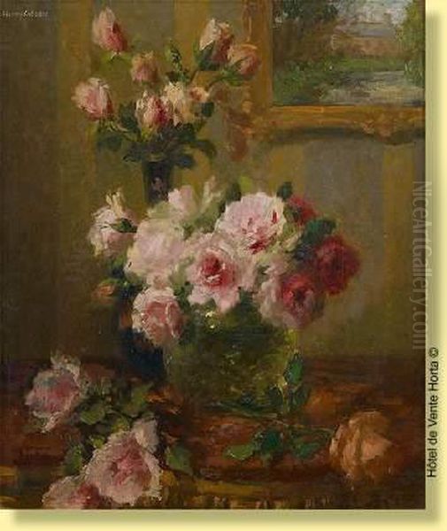 Composition Aux Roses Sur Fond De Tableau - view 1