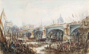 View of the Opening of the New Blackfriars Bridge by Queen Victoria (1819-1901) 6th November 1869 by George, the Younger Chambers