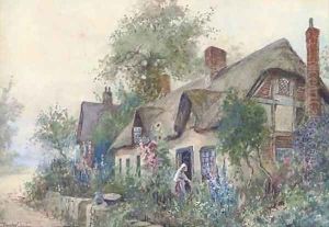 Tending to a cottage garden by Joseph Hughes Clayton