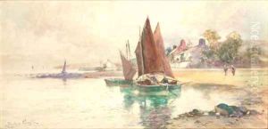 Fishing boats off the coast