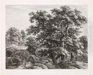 Kolbe, Hugelige Waldlandschaft Mit Jungem Paar by Carl Wilhelm Kolbe