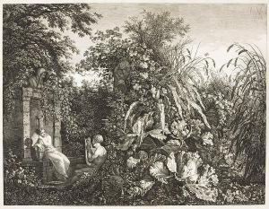 Schilfreiche Gegend An Einem Brunnen, Mit Madchen Und Leier Spielendem Jungling by Carl Wilhelm Kolbe