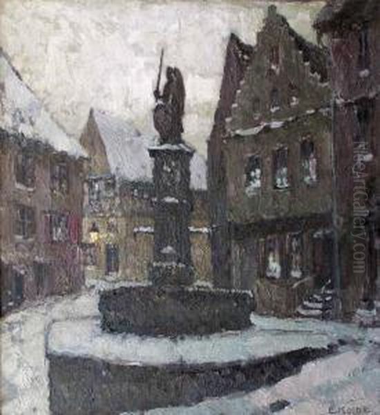 Winterlicher Marktplatz Mit Brunnen - view 1