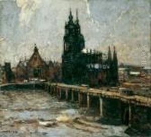 Blick Auf Dresden Mit Der Hofkirche Und Der Augustusbrucke by Ernst Kolbe