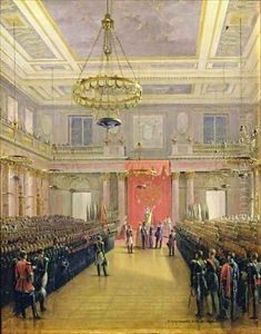 The Oath of the Successor to the Throne Alexander II Nickolaevich in the Winter Palace by Grigori Grigorevich Chernetsov