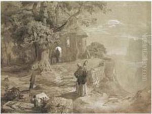 Pilger Auf Dem Weg Zur Kapelle (pilgrims On The Way To A Chapel)