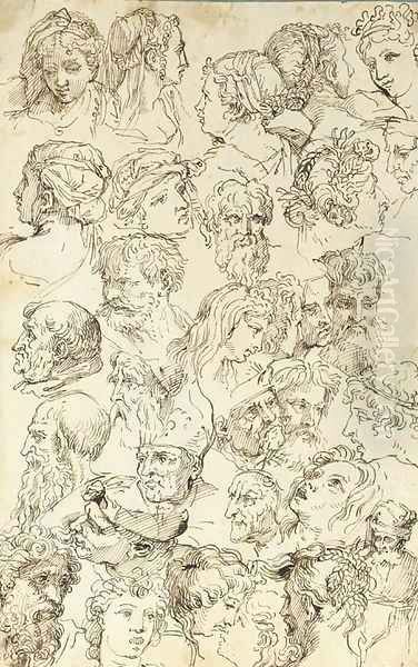 Studies of heads, after Raphael - view 1
