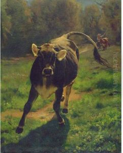 Rennendes Kalb by Rudolf Koller
