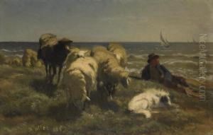 Schafherde Am Meer by Rudolf Koller