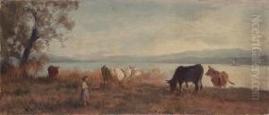 Madchen Mit Kuhen Am Zurichhorn by Rudolf Koller