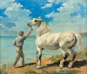 Junger Mann Mit Schimmel An Der Meereskuste. by Rudolf Koller