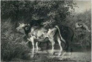 Kuhe Im Wasser by Rudolf Koller