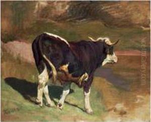Stier Auf Der Weide by Rudolf Koller