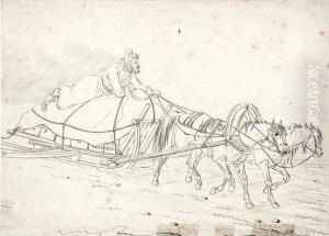 Russe Allonge Sur Son Traineau by Carl Ivanovitch Kollmann