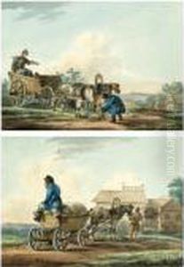 A Pair Of Genre Scenes by Carl Ivanovitch Kollmann