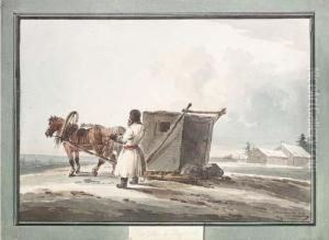A Russian Peasant With A Sledge