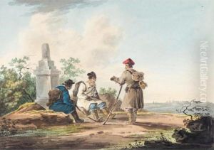 Two Roadside Scenes by Carl Ivanovitch Kollmann