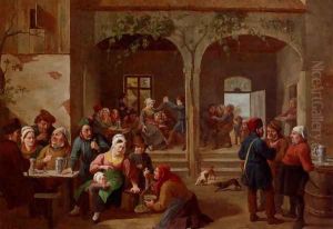 Merrymaking In The Tavern by Constantin Fidele Coene