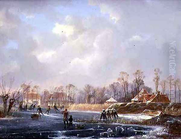 Landscape with Figures on a Frozen River - view 1