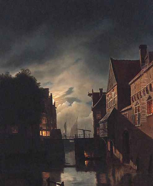 A Canal in Amsterdam, by night - view 1