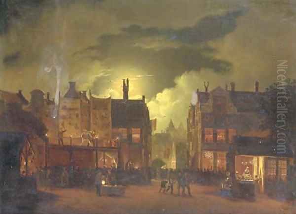 A street-fair by moonlight - view 1