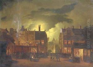 A street-fair by moonlight