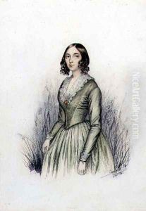 Portrait of a Young Lady in a Green Dress, 1841 by F. Camaret