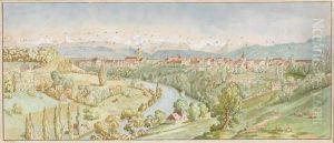 Blick Auf Bern Von Der Enge Aus Gegen Die Alpenkette