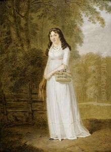 Ganzfigurportrat Einer Jungen Frau. by Franz Niklaus Konig