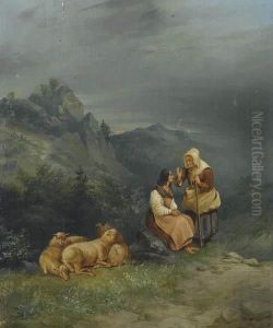 Schweizer Gebirgslandschaft. by Franz Niklaus Konig