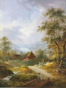 Jagdgesellschaft In Hugeliger Landschaft.