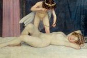 Schlafende Venus Mit Amor by Friedrich Konig