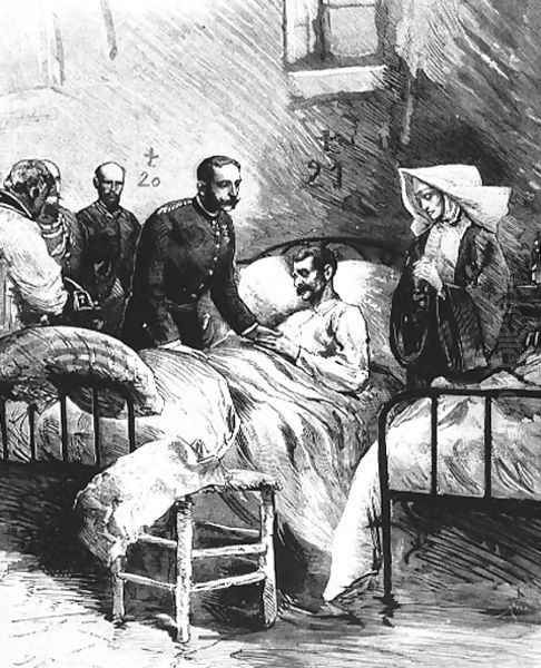 Alfonso XII visiting a cholera hospital at Aranjuez - view 1
