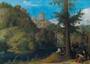 Paesaggio Presso Tivoli Con Un Eremita
